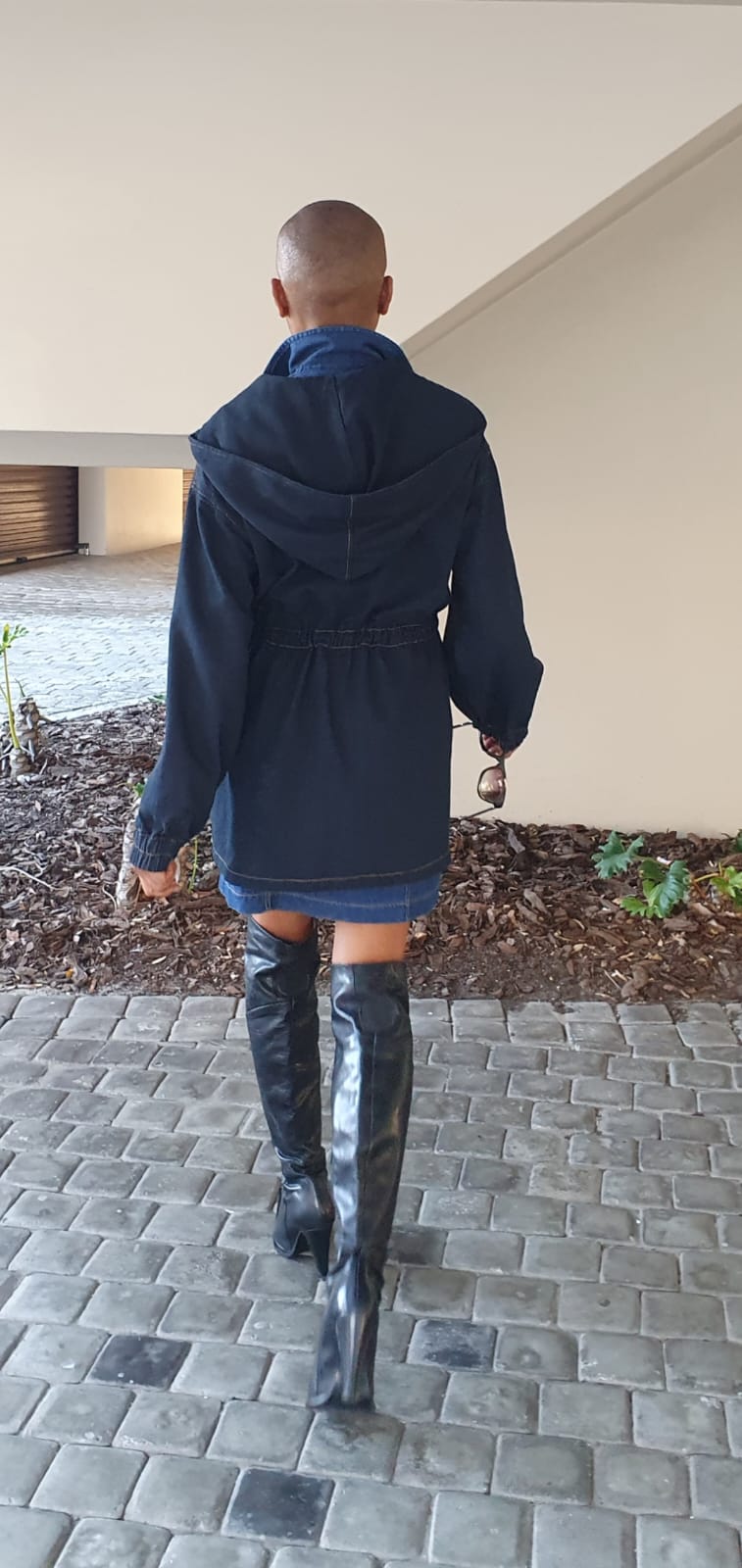 Dianna long jacket- Washed denim