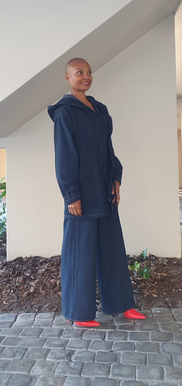 Dianna long jacket- Washed denim