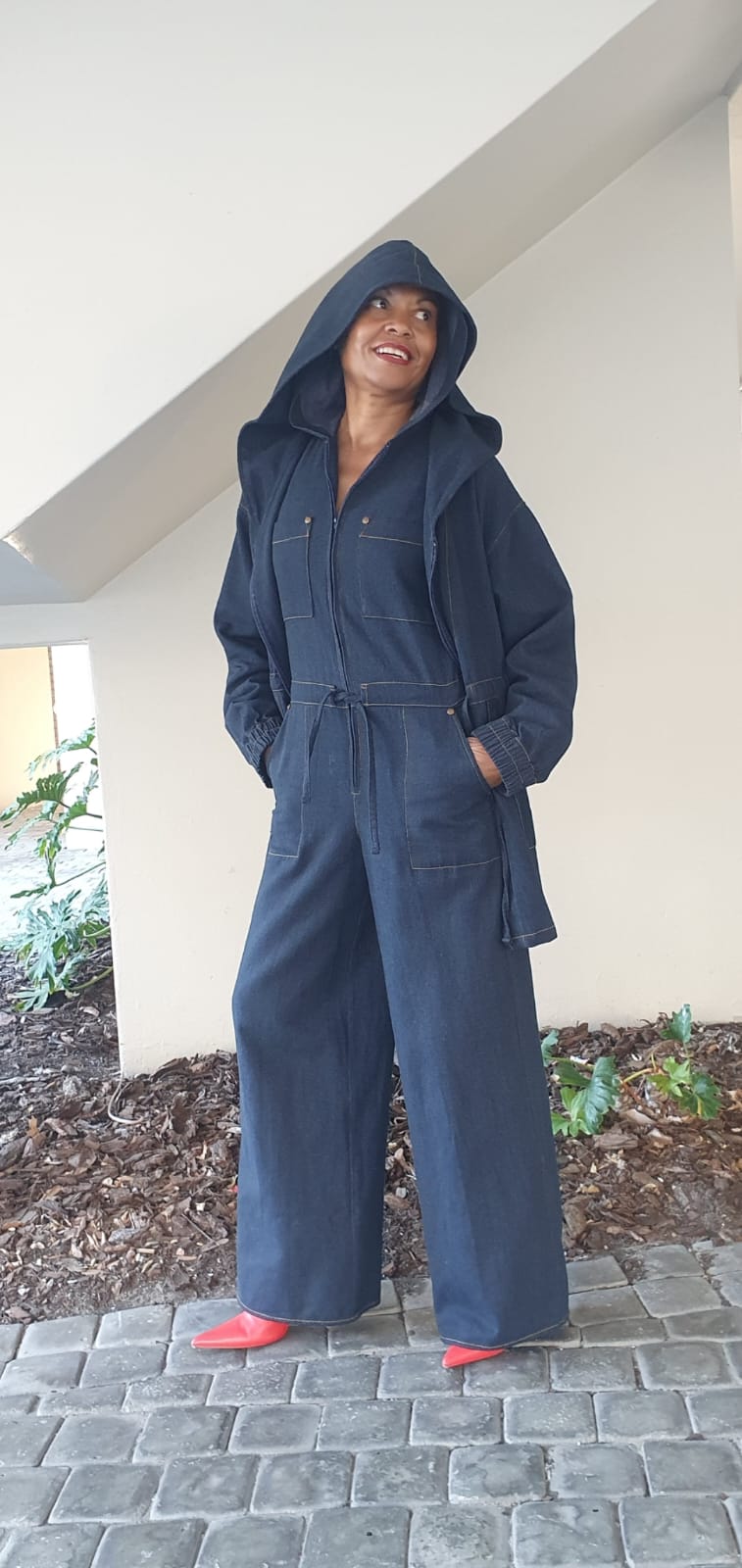 Dianna long jacket- Washed denim