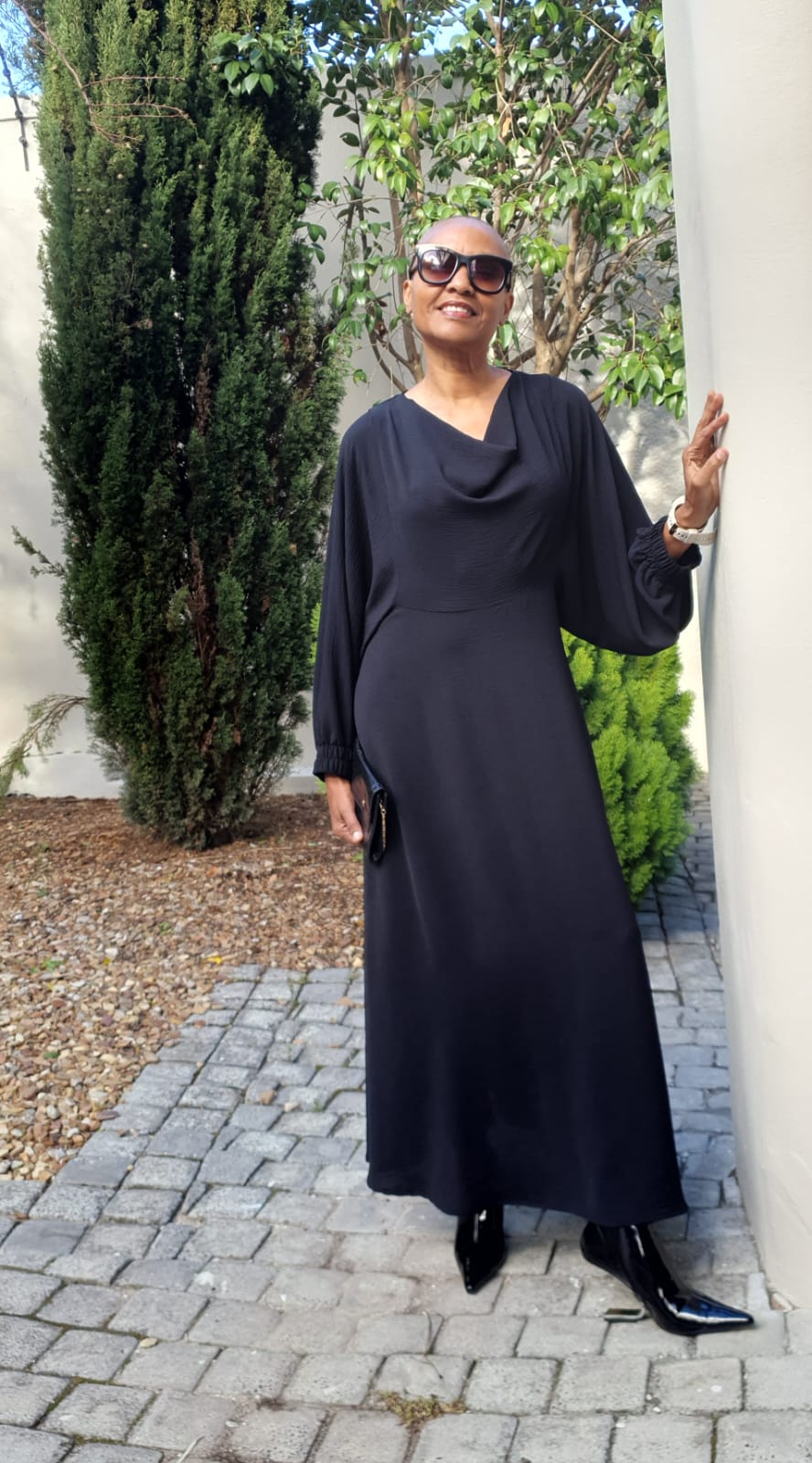 Daphne cowl neck dress- Black Airflow